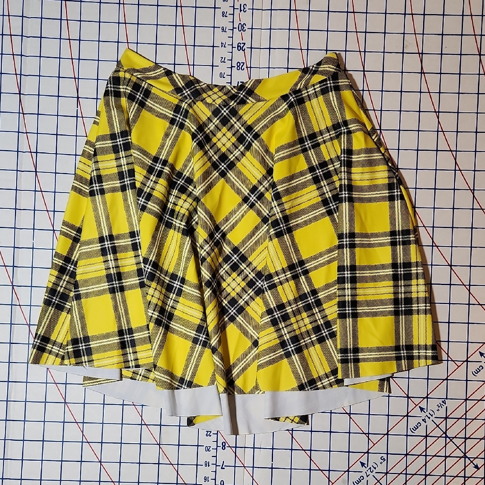 Blackmilk Yellow Tartan Skater Skirt M